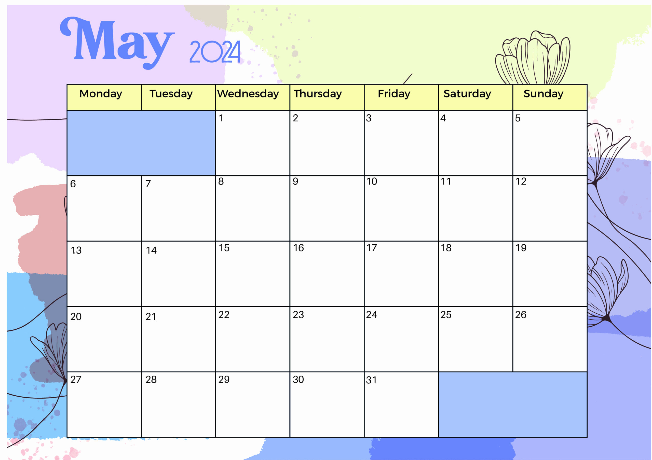 May 2024 Calendar for Printing