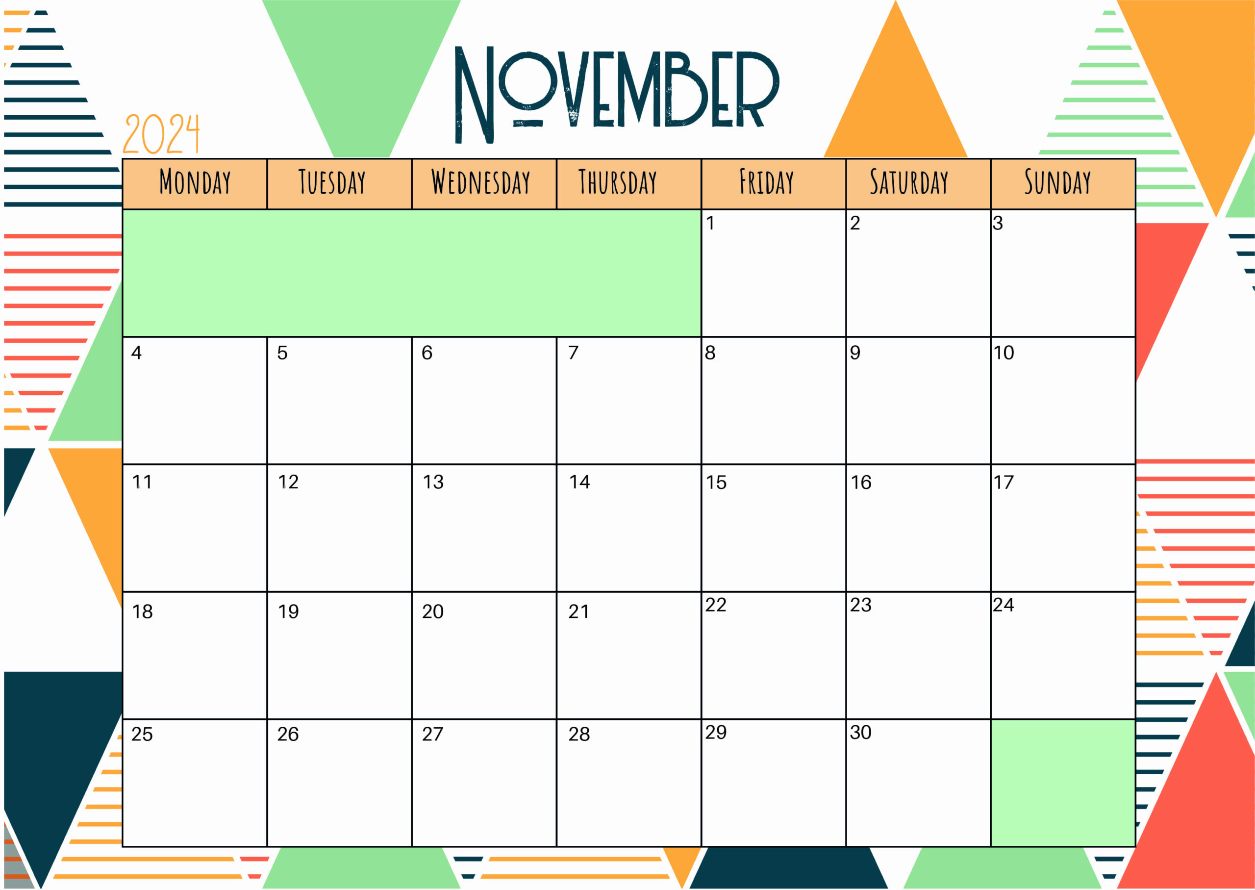 November 2024 Calendar for Printing
