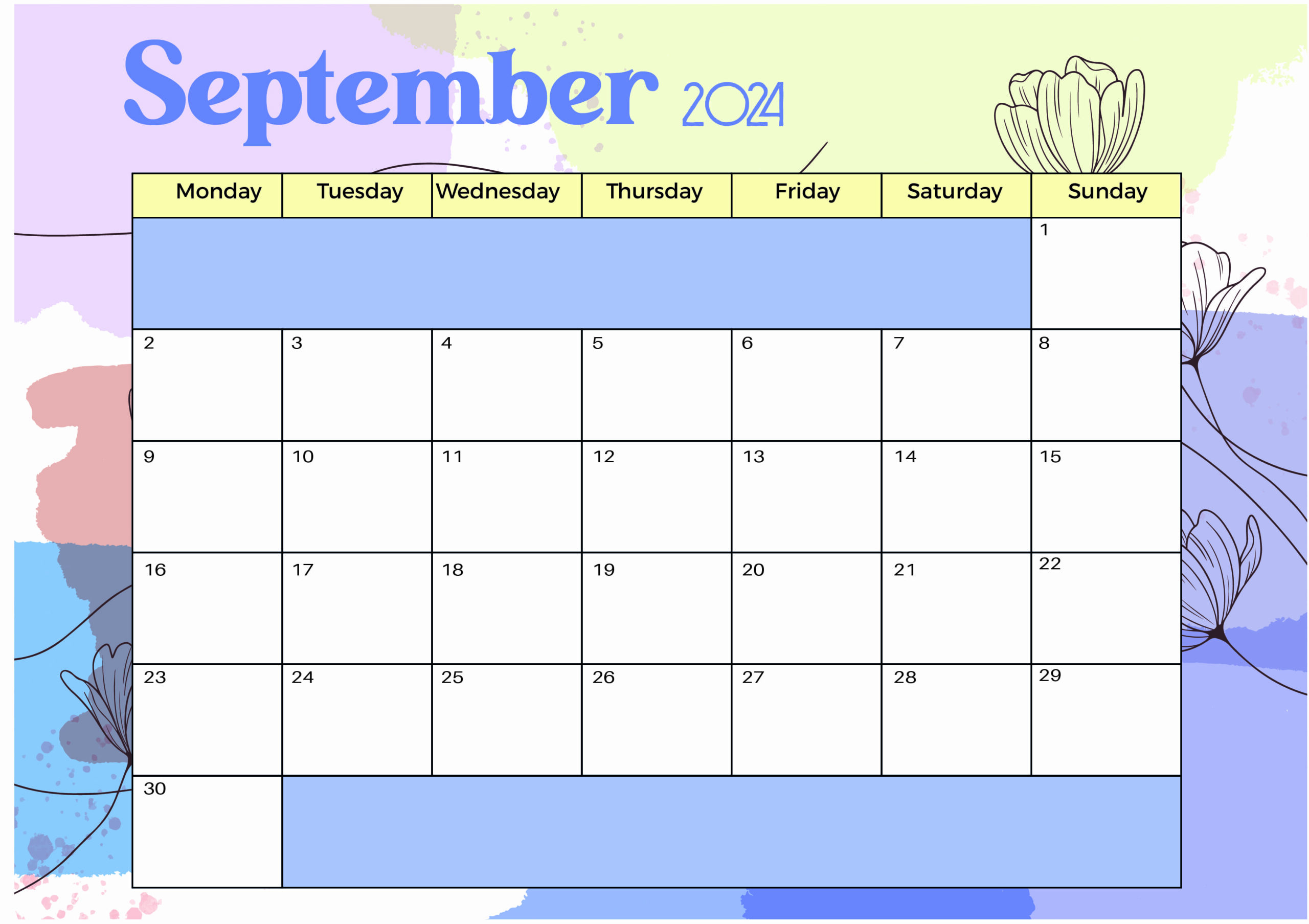 September 2024 Calendar for Printing