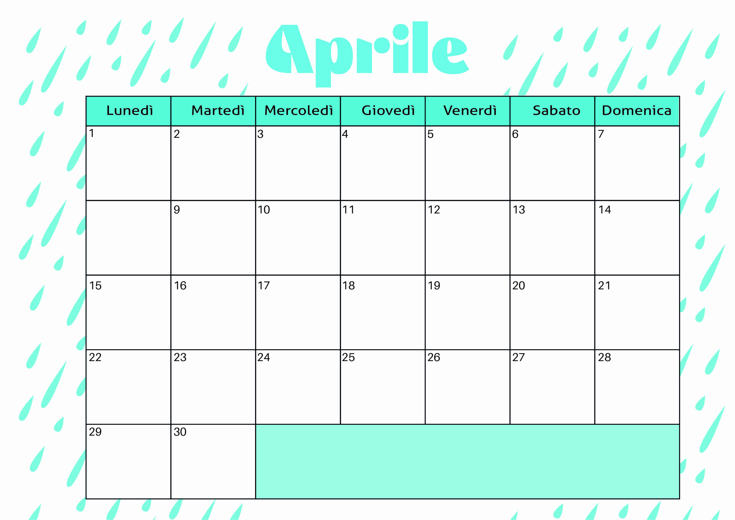 Calendario Aprile 2024 da stampare in PDF