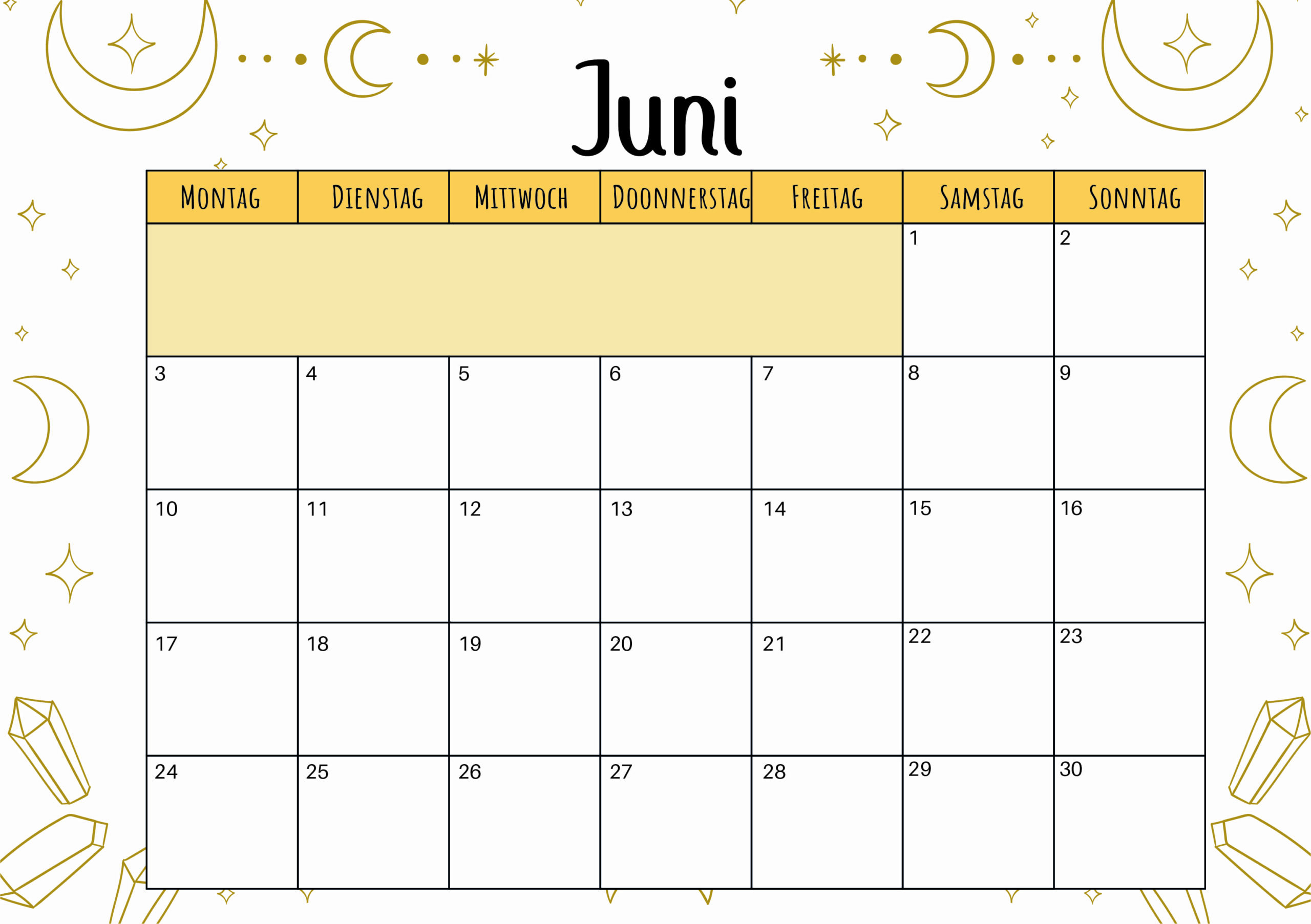 Kalender Juni 2024 zum Ausdrucken im PDF-Format