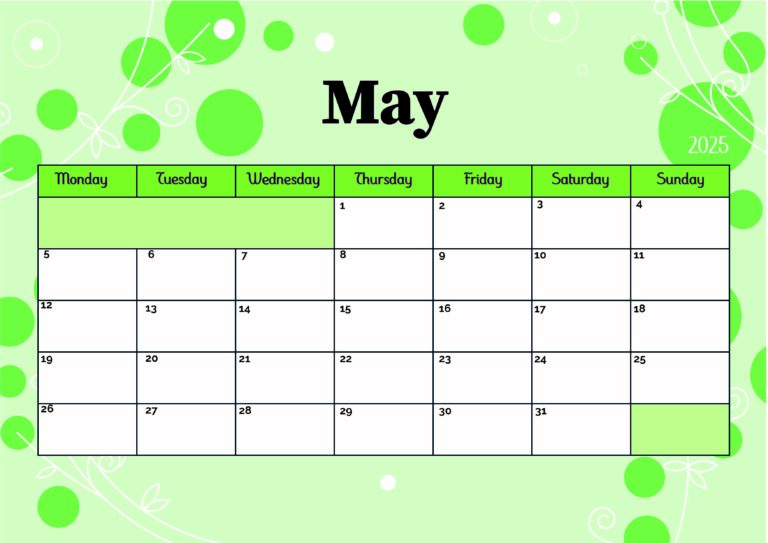 May 2025 Calendar for Printing