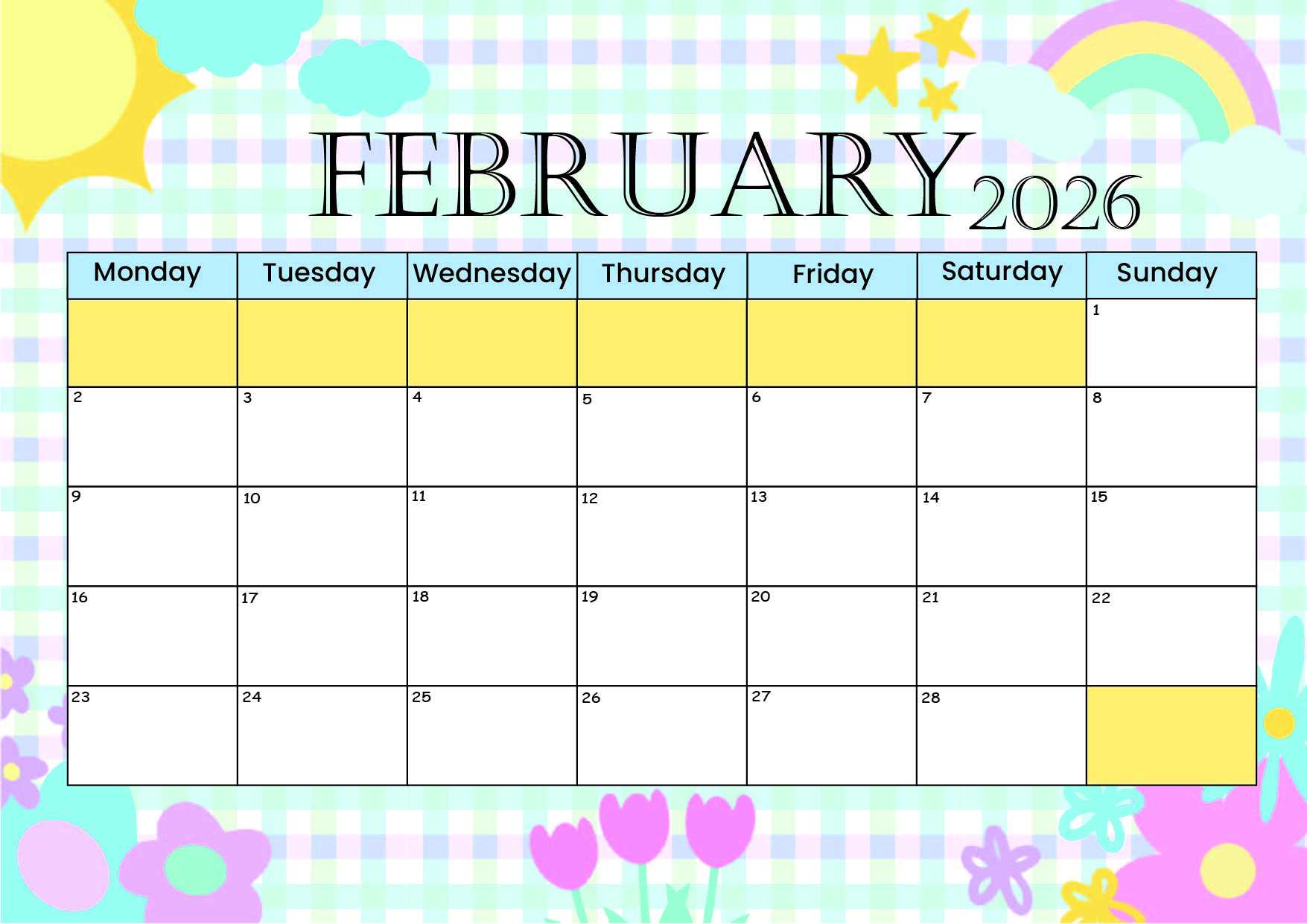 February 2026 Calendar for Printing in PDF
