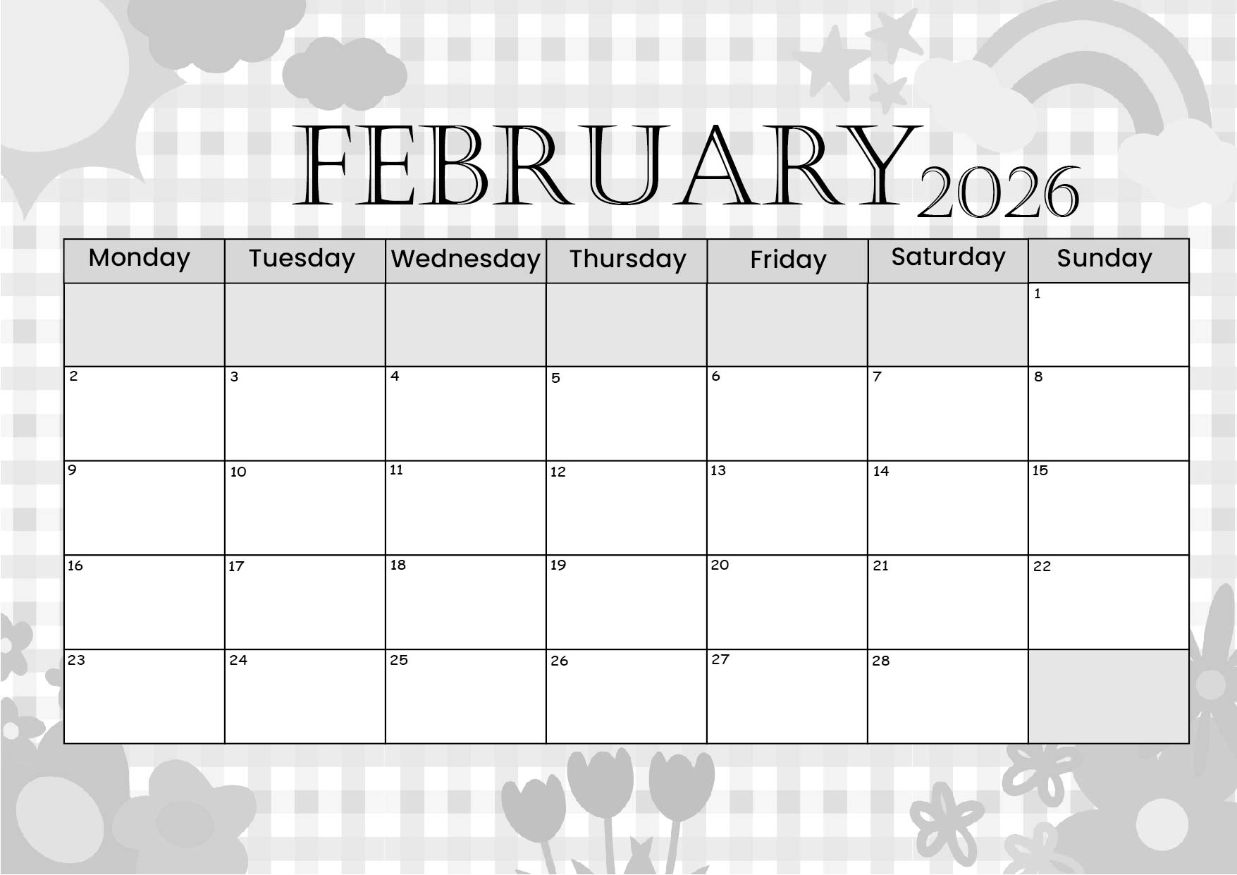 February 2026 Calendar for Printing in PDF