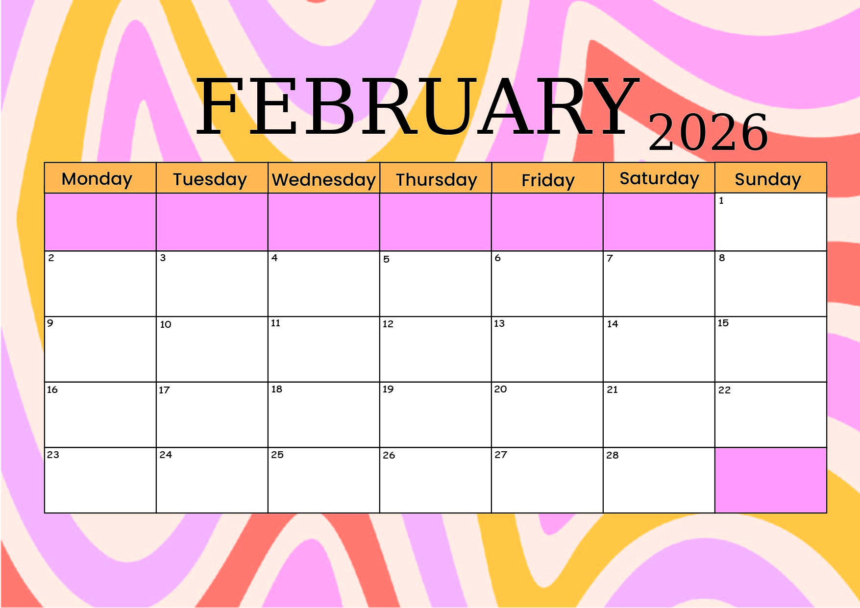 February 2026 Calendar for Printing