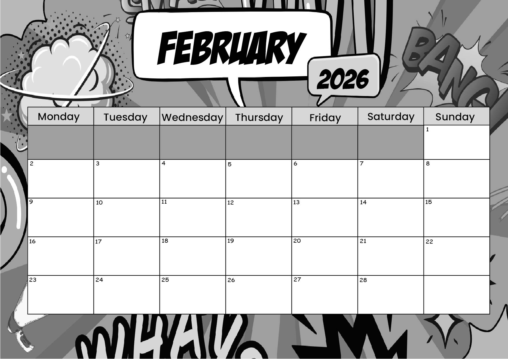 February 2026 Calendar for Printing in PDF