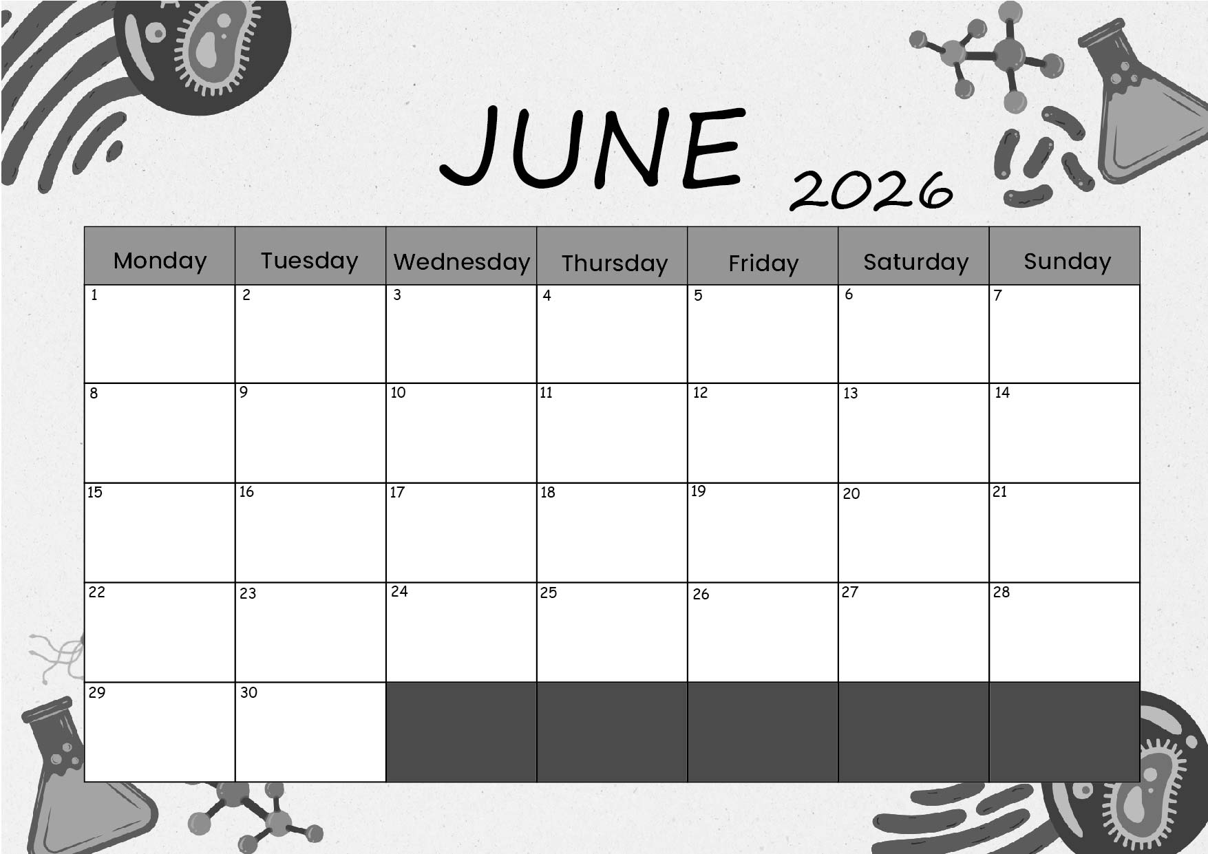 June 2026 Calendar for Printing