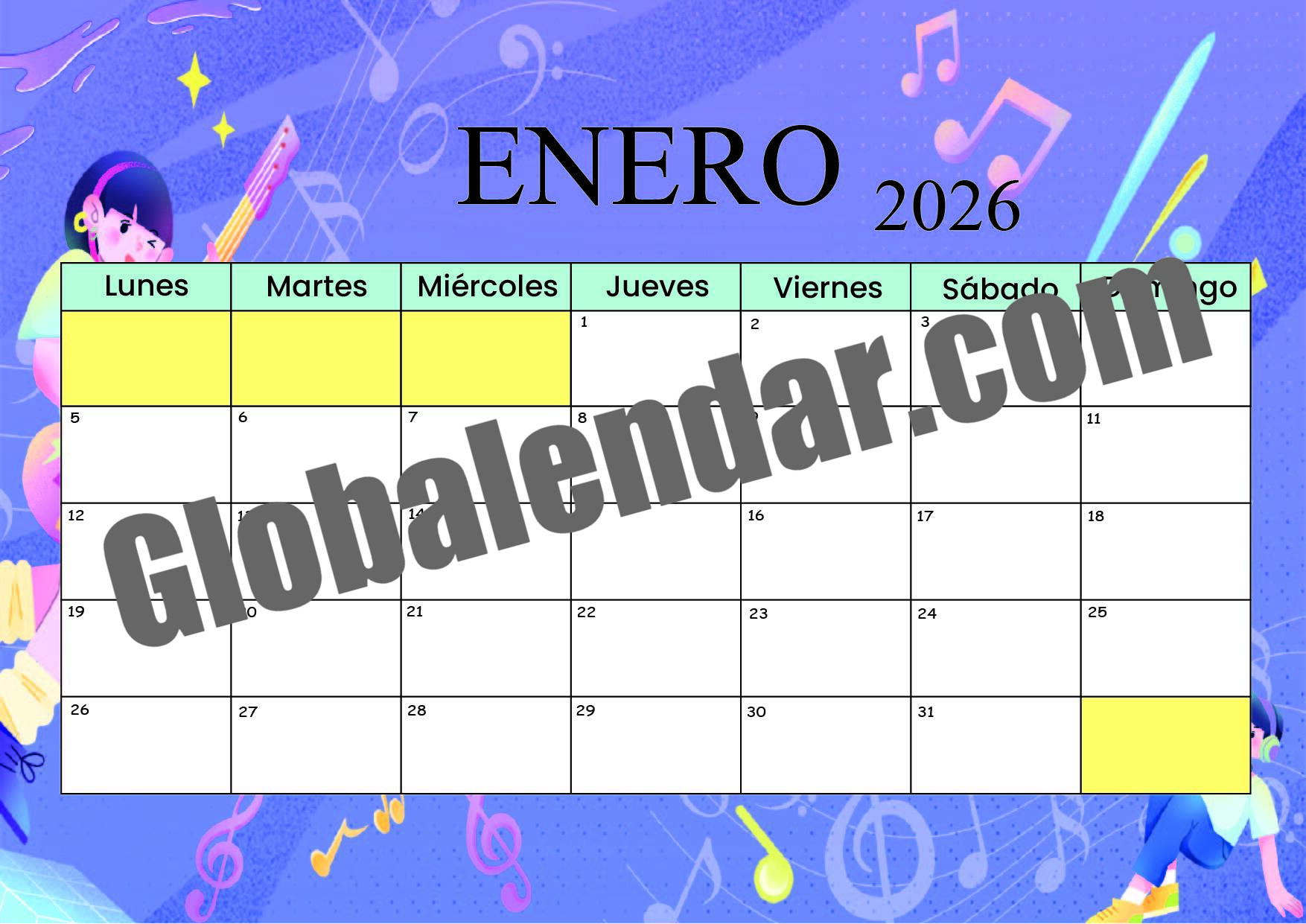 Calendario Premium - Music Vibes