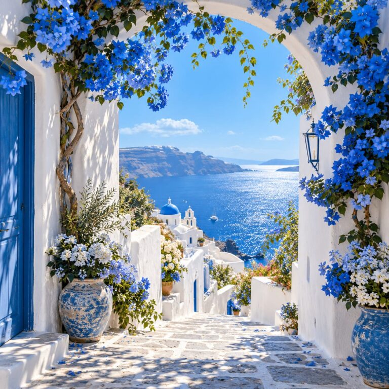 Fondo de pantalla aesthetic azul arco mediterraneo