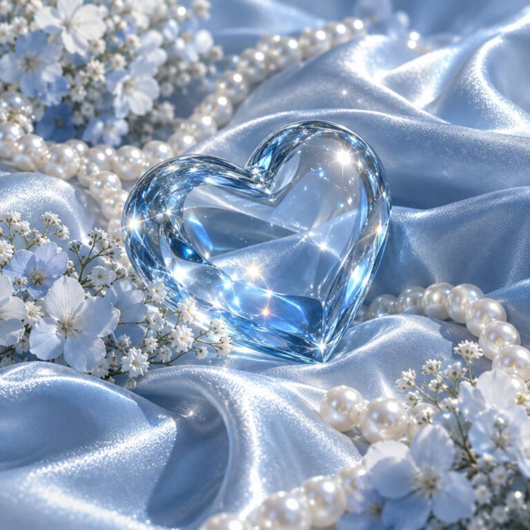 Fondo de pantalla aesthetic azul corazon cristal