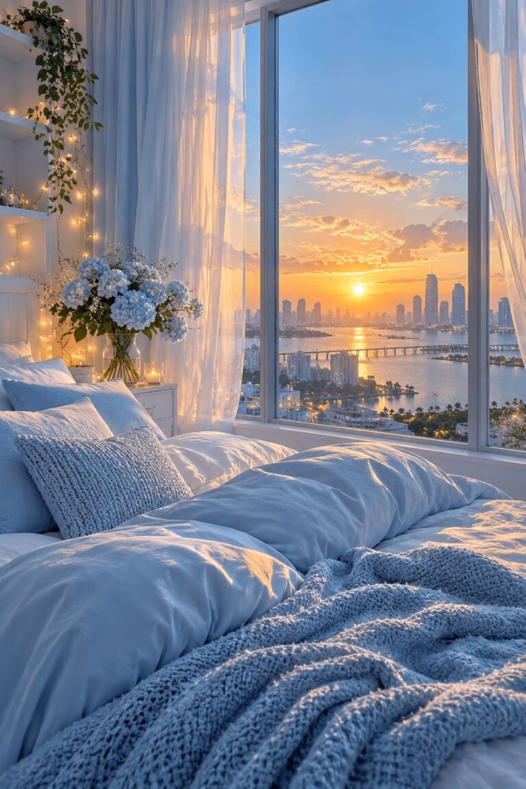 Fondo de pantalla aesthetic azul dormitorio amanecer