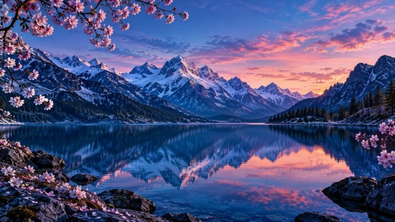 Fondo de pantalla aesthetic azul lago montanas