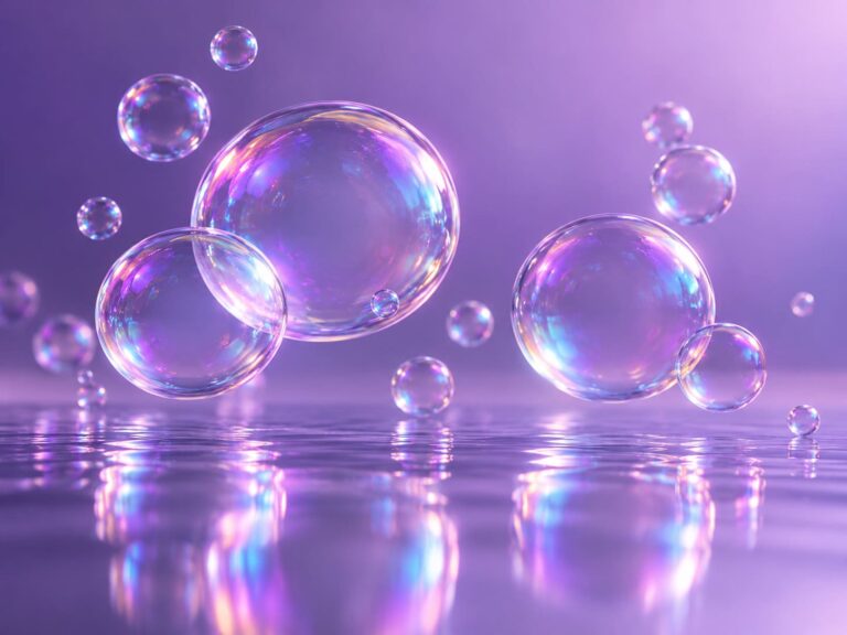 Fondo de pantalla aesthetic morado burbujas reflejos lavanda
