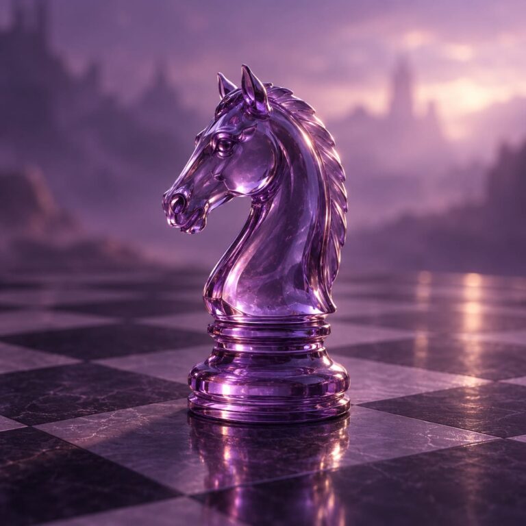 Fondo de pantalla aesthetic morado caballo de ajedrez cristal
