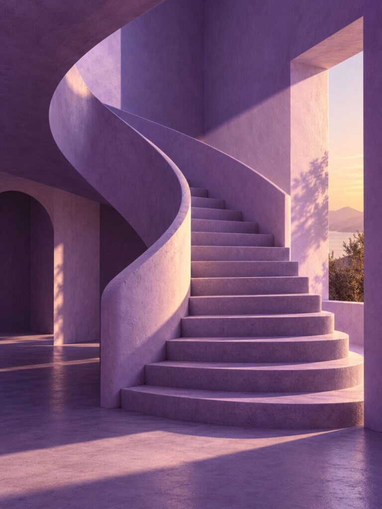Fondo de pantalla aesthetic morado escalera lavanda