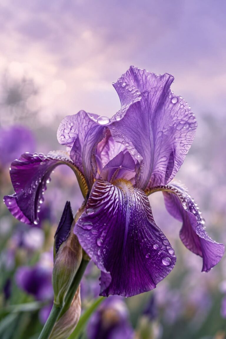 Fondo de pantalla aesthetic morado iris con rocio