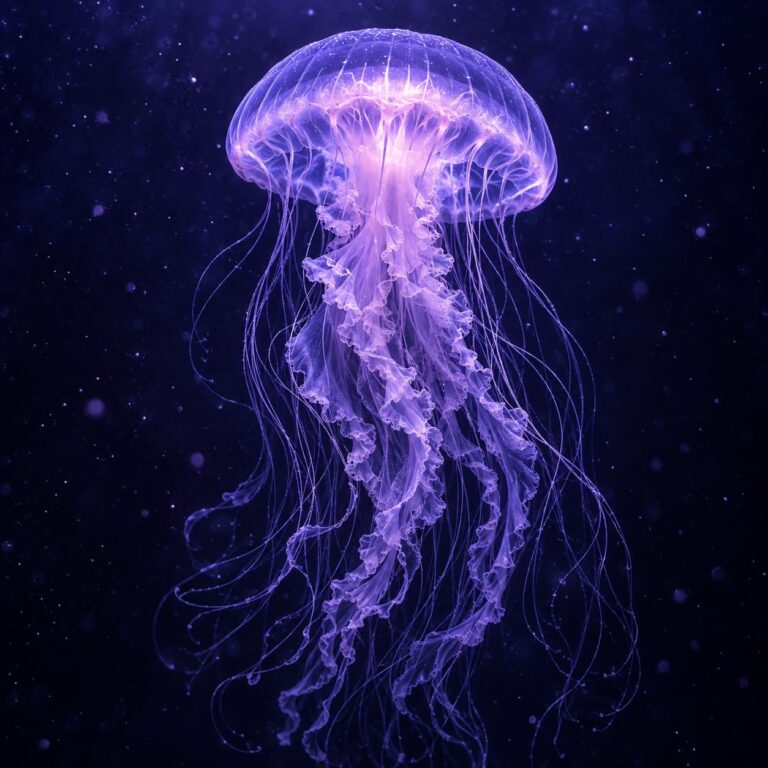 Fondo de pantalla aesthetic morado medusa luminosa