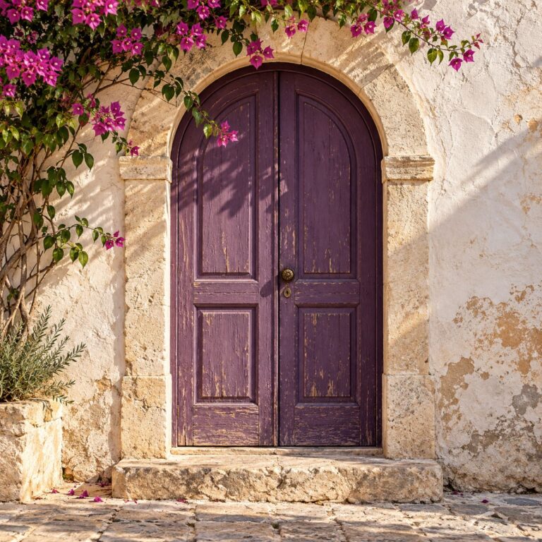 Fondo de pantalla aesthetic morado puerta arqueada morada
