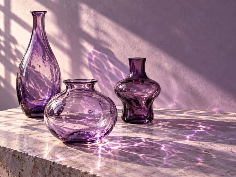 Fondo de pantalla aesthetic morado vasijas vidrio violeta