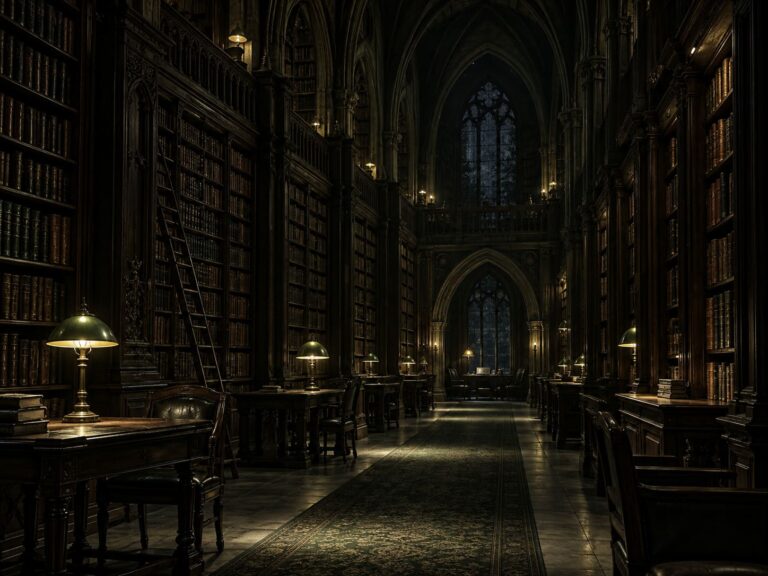 Fondo de pantalla aesthetic negro biblioteca gotica