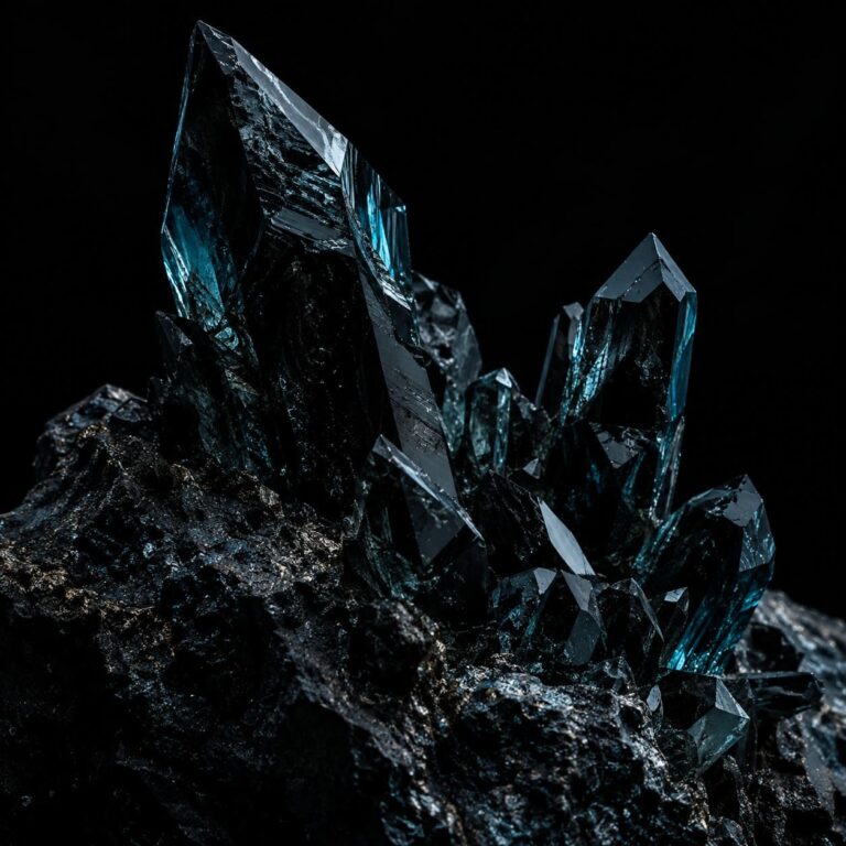 Fondo de pantalla aesthetic negro cristales azul petroleo