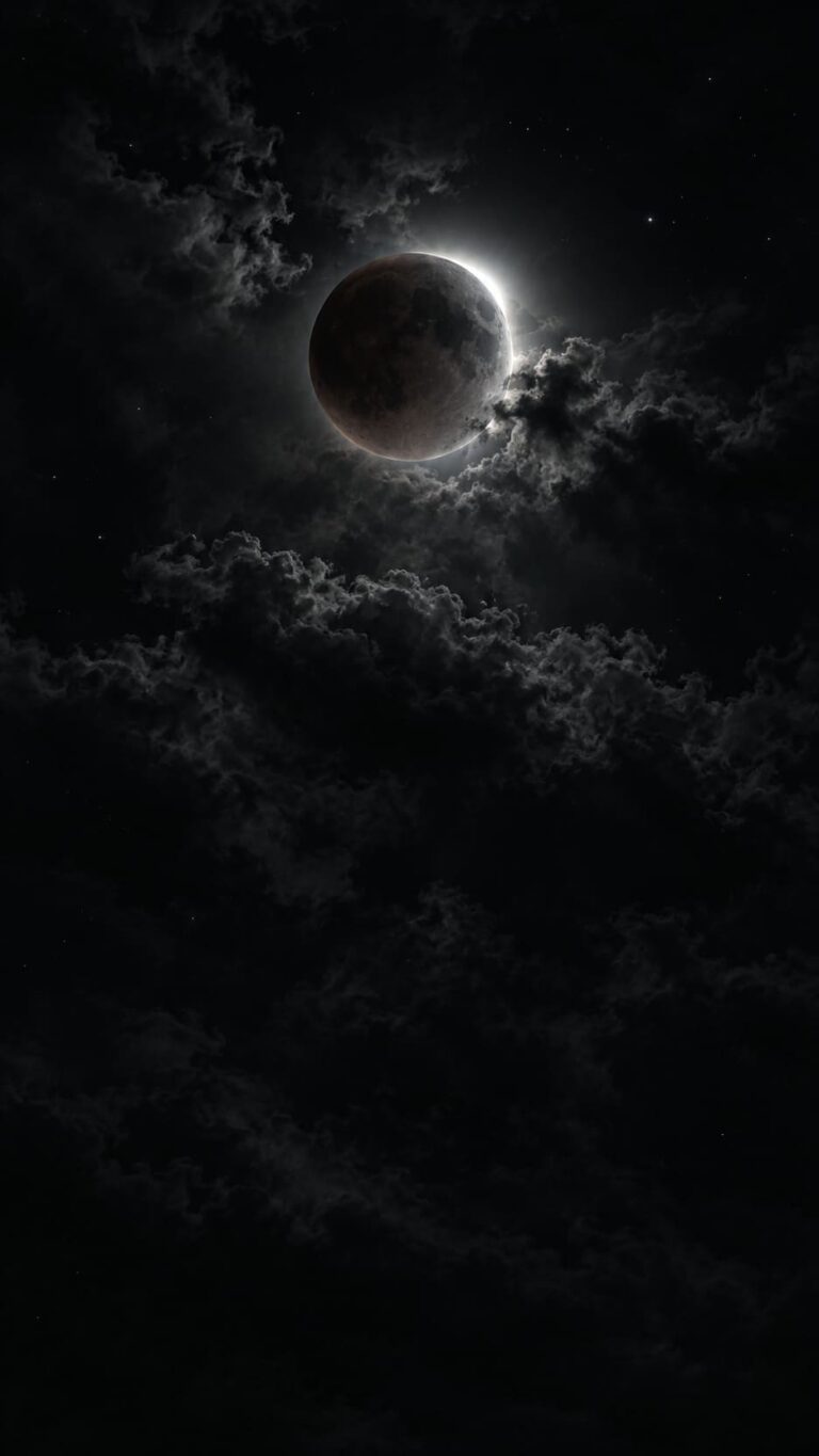 Fondo de pantalla aesthetic negro eclipse plateado
