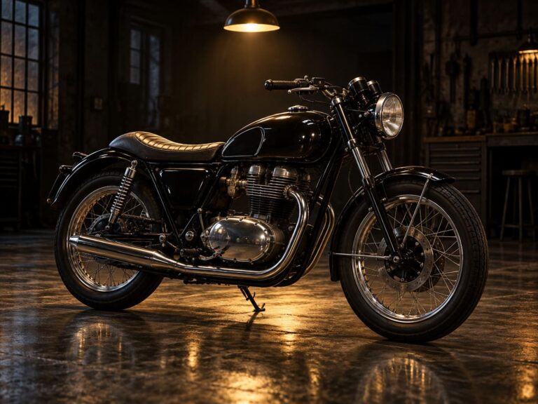 Fondo de pantalla aesthetic negro motocicleta clasica
