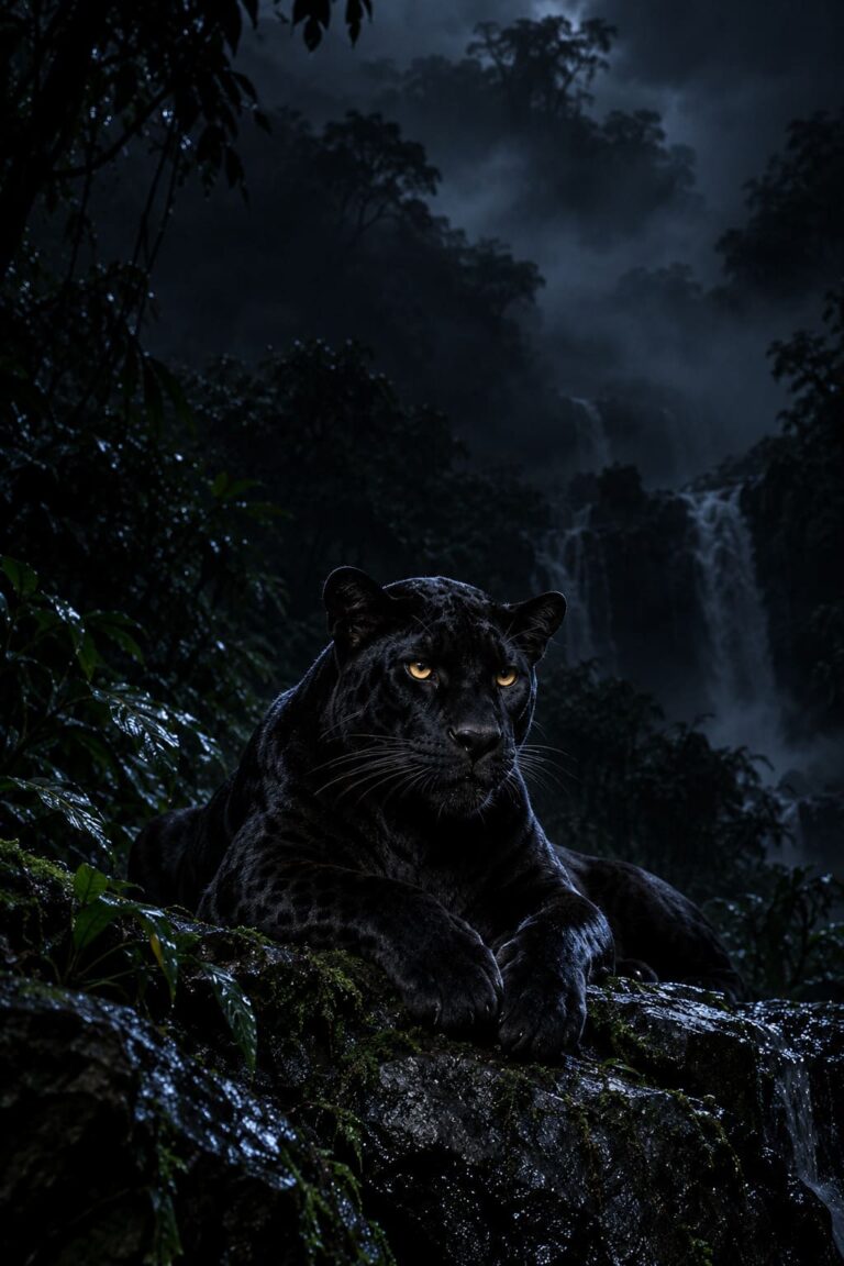 Fondo de pantalla aesthetic negro pantera en selva