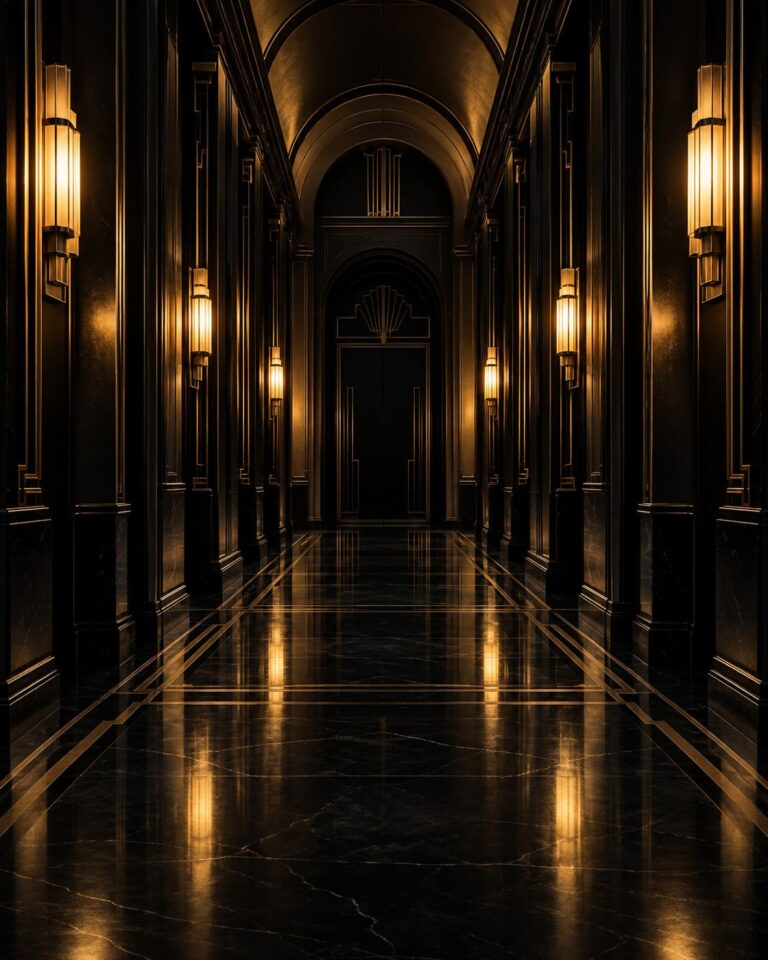 Fondo de pantalla aesthetic negro pasillo art deco