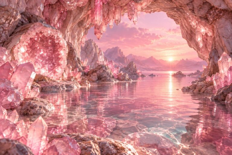 Fondo de pantalla aesthetic rosa cueva cristales