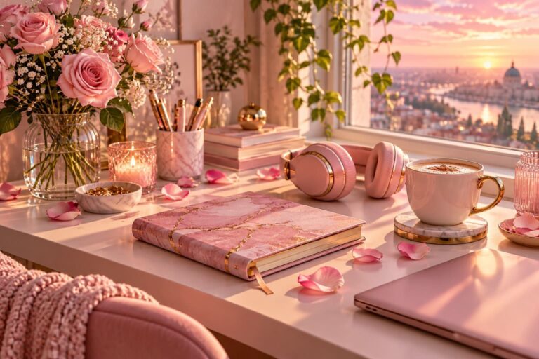 Fondo de pantalla aesthetic rosa escritorio acogedor