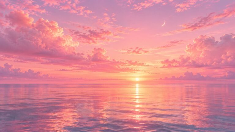 Fondo de pantalla aesthetic rosa mar atardecer