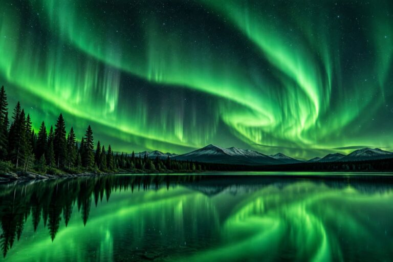 Fondo de pantalla aesthetic verde aurora bosque
