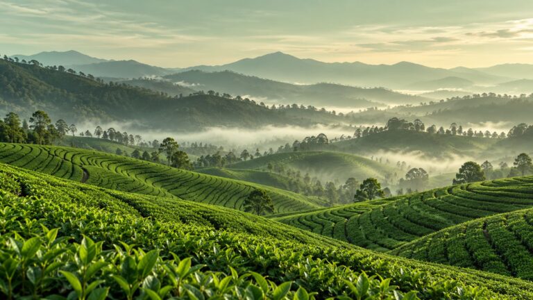 Fondo de pantalla aesthetic verde colinas de te