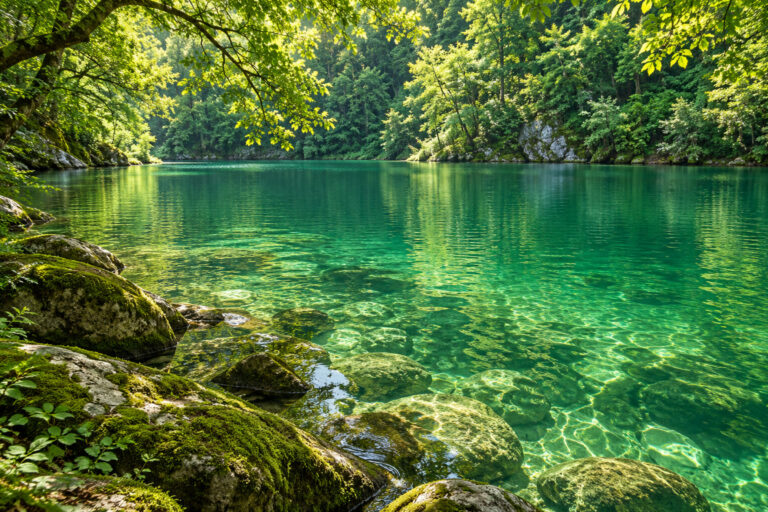 Fondo de pantalla aesthetic verde laguna de cristal