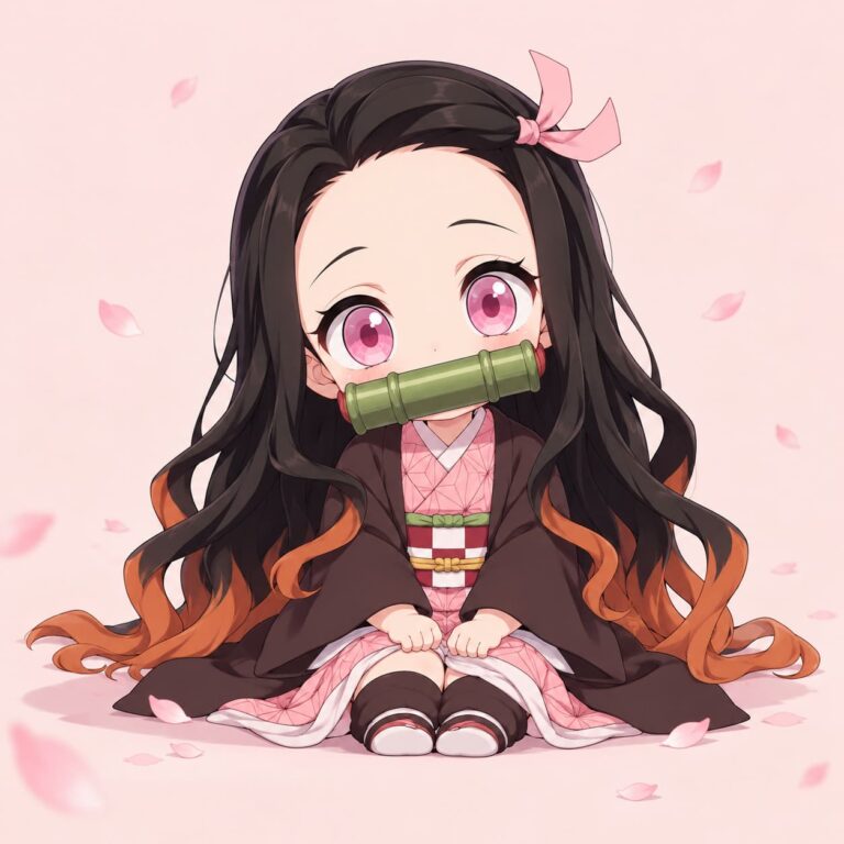 Fondo de pantalla de nezuko chibi rosa