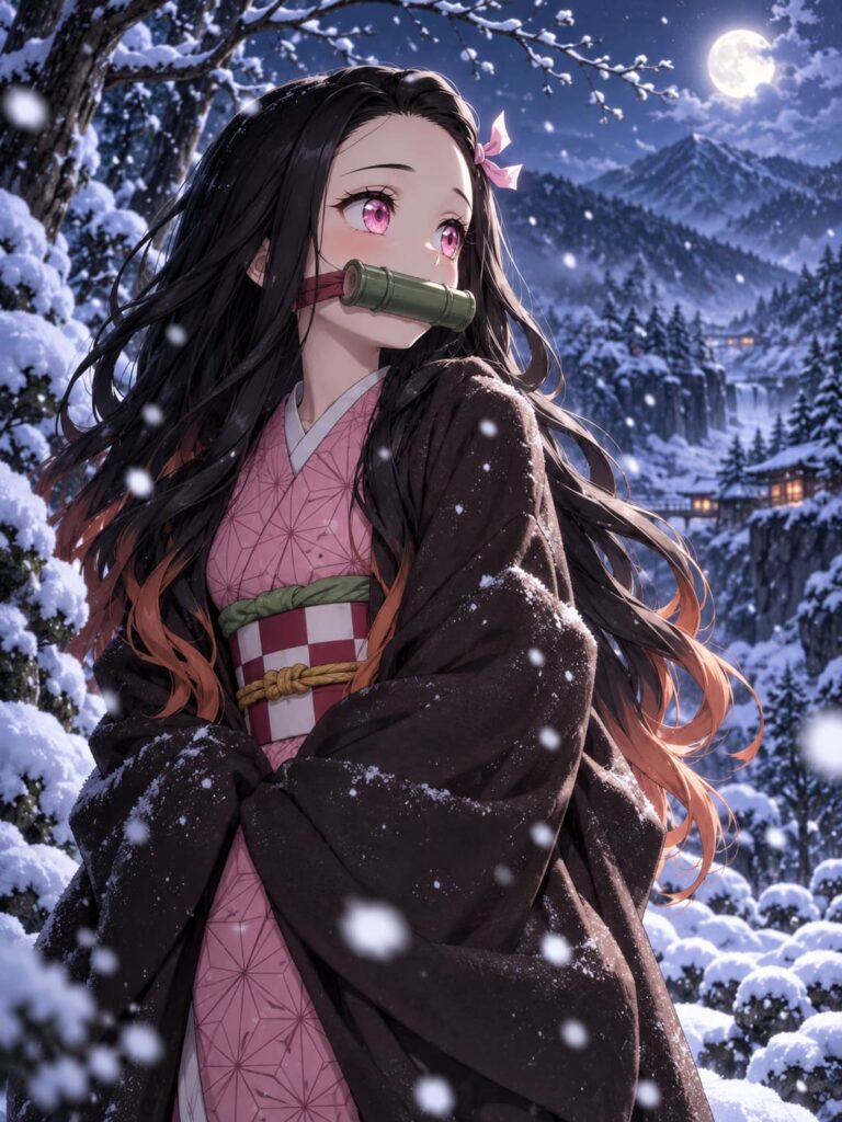 Fondo de pantalla de nezuko nieve silenciosa