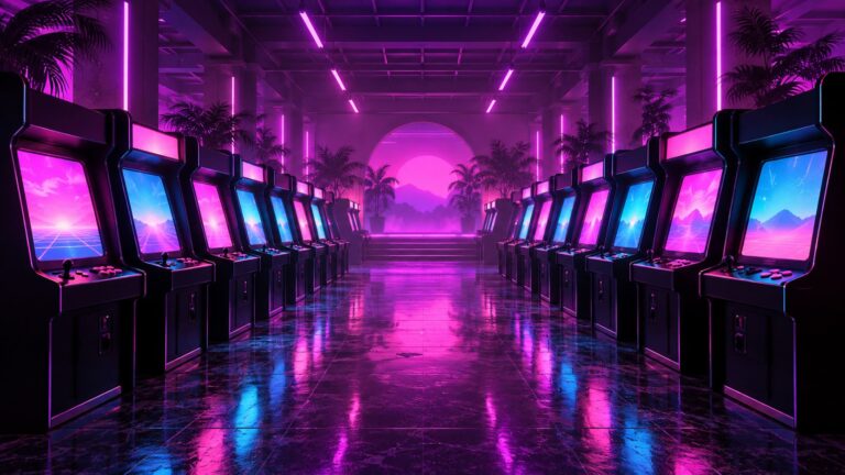 Fondo de pantalla e girl salon arcade neon