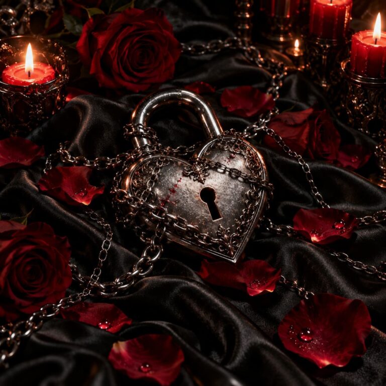 Fondo de pantalla emo candado de corazon y petalos