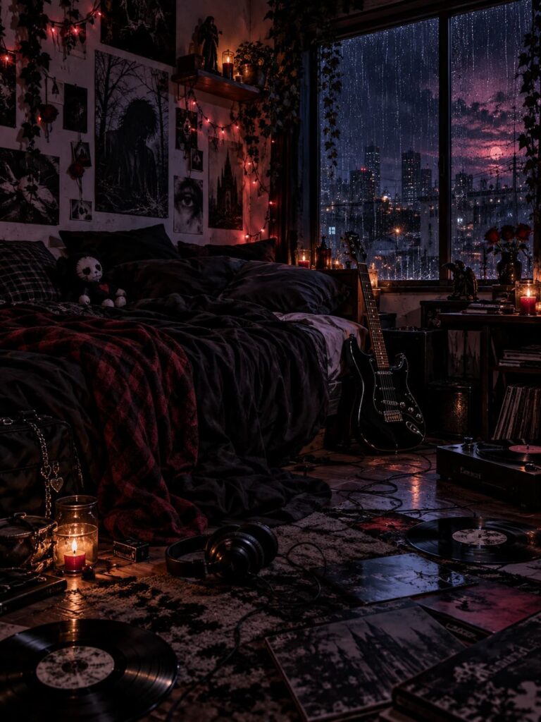 Fondo de pantalla emo dormitorio gotico nocturno