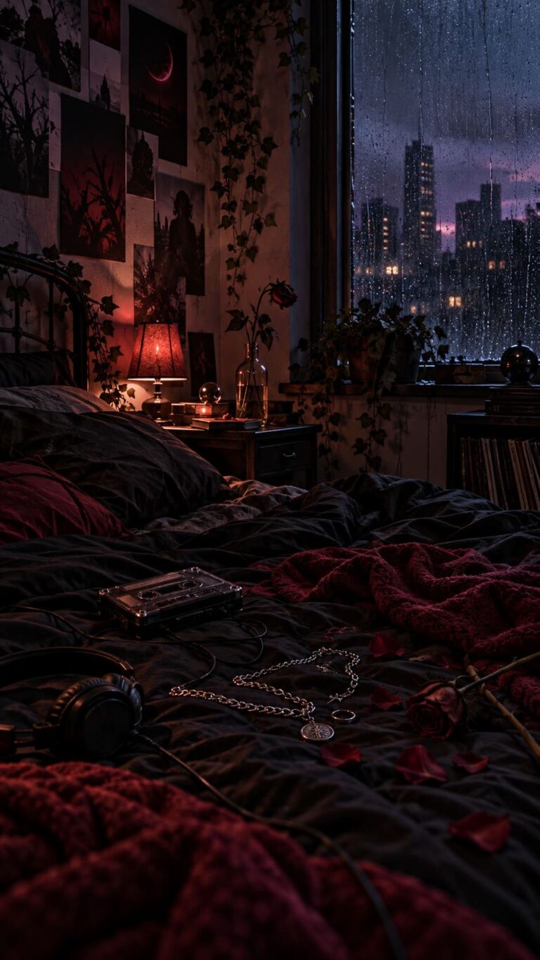 Fondo de pantalla emo dormitorio lluvioso