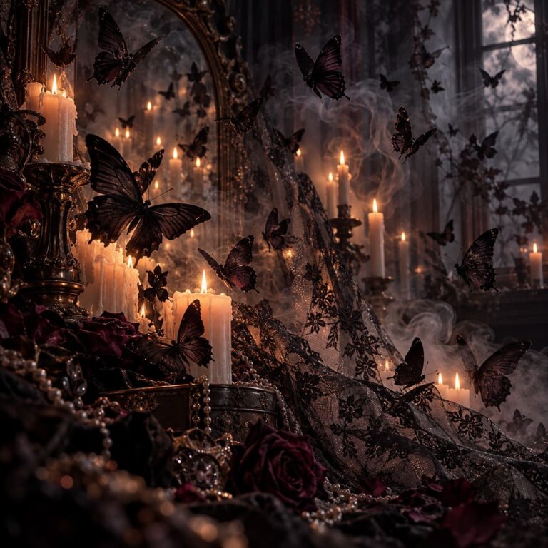 Fondo de pantalla emo mariposas y encaje