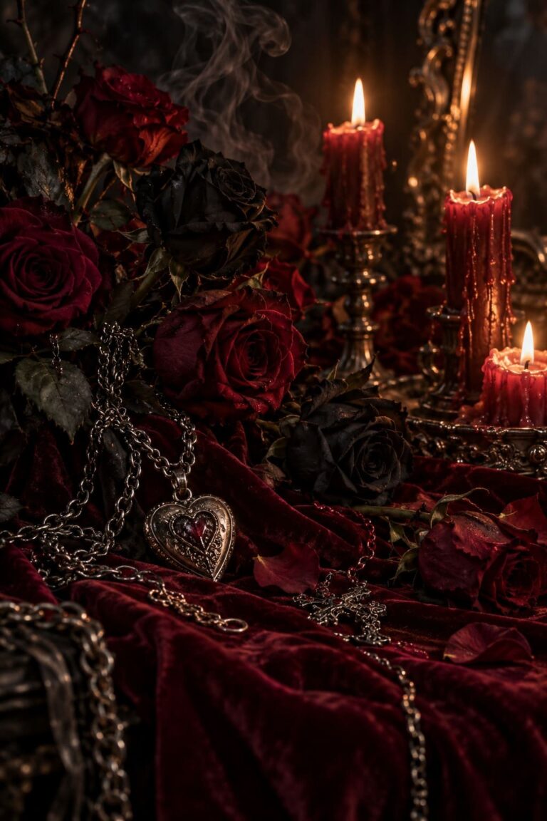 Fondo de pantalla emo rosas negras y candelas