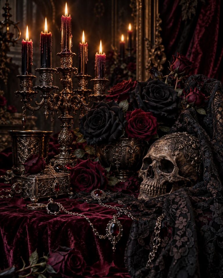 Fondo de pantalla gotico rosas calavera