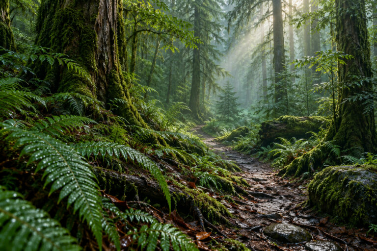 Fondo de pantalla para pc aesthetic bosque de lluvia
