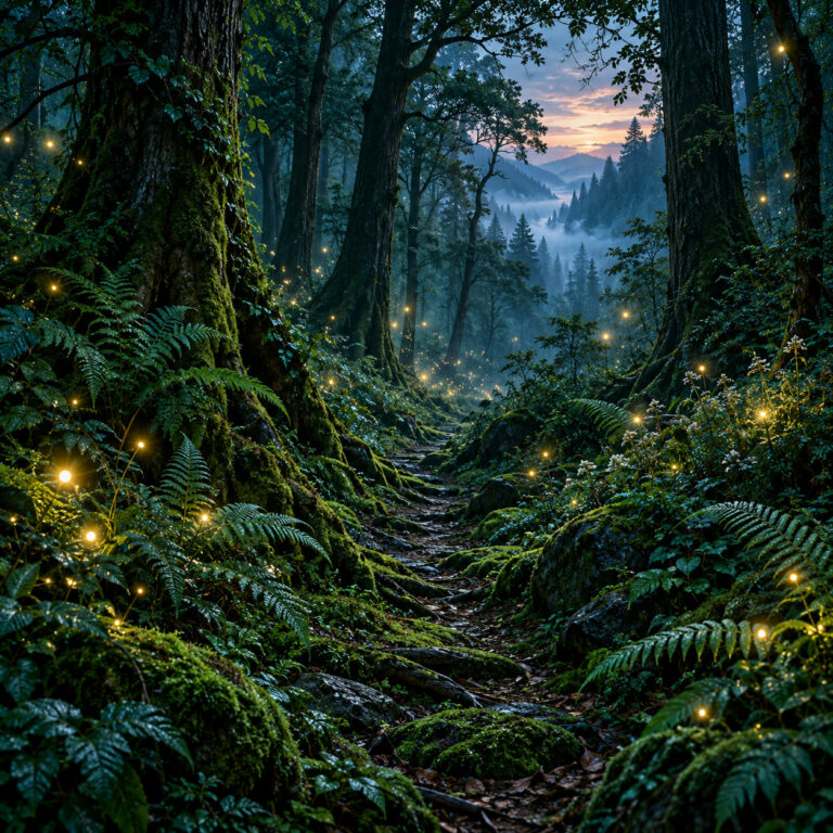 Fondo de pantalla para pc aesthetic bosque de luciernagas
