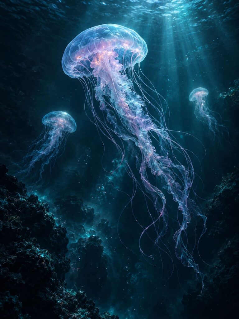 Fondo de pantalla para pc aesthetic medusas luminosas