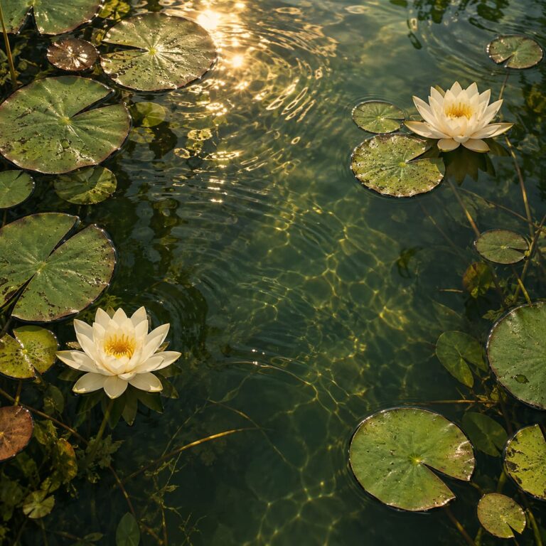 Fondo de pantalla para pc aesthetic nenufares dorados