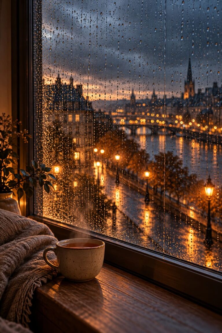 Fondo de pantalla para pc aesthetic ventana con lluvia