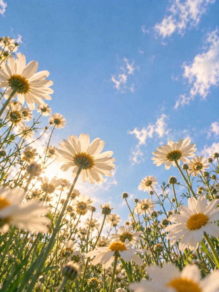 Fondo de pantalla vsco girl margaritas y cielo
